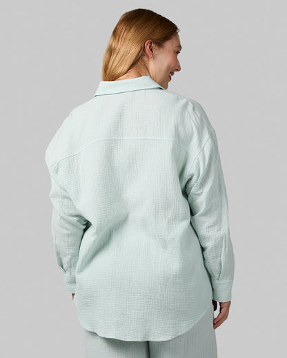 WOMEN'S SOFT GAUZE OVERSIZED LONG SLEEVE BUTTON-UP