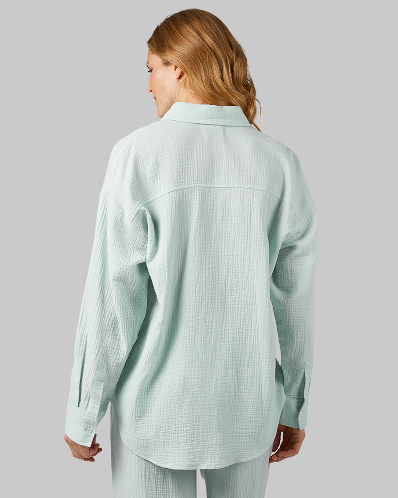 WOMEN'S SOFT GAUZE OVERSIZED LONG SLEEVE BUTTON-UP