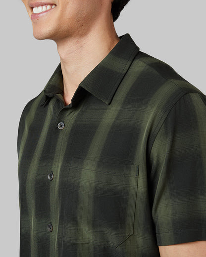 MEN'S CASUAL SHORT SLEEVE PLAID BUTTON-UP