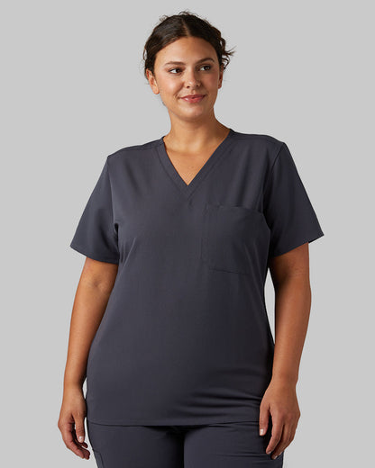 WOMEN'S CHEST POCKET V-NECK SCRUB TOP