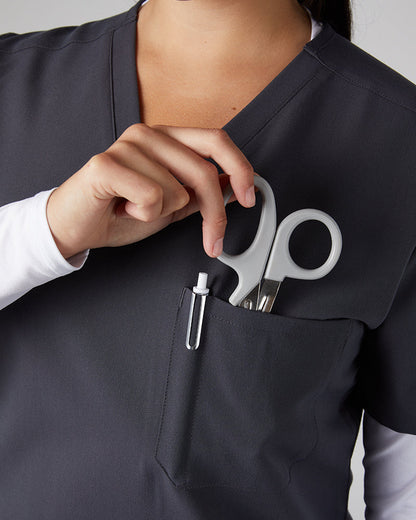 WOMEN'S CHEST POCKET V-NECK SCRUB TOP