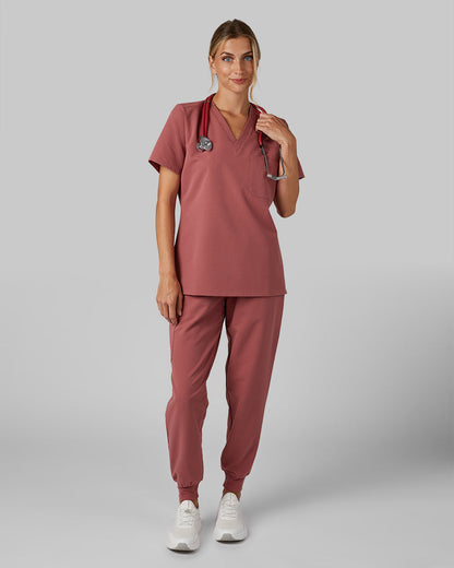 WOMEN'S CHEST POCKET V-NECK SCRUB TOP