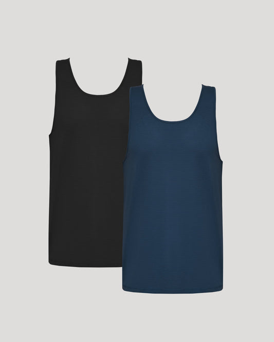 Black & Navy Sleeveless Active Mesh Tank 2-Pack