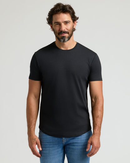 All Black Pima Cotton Blend Crew 2-Pack