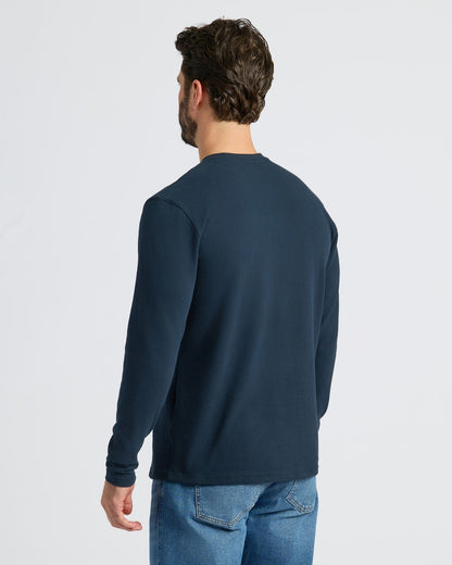 Black & Navy Heavyweight Long Sleeve Pocket Crew 4-Pack