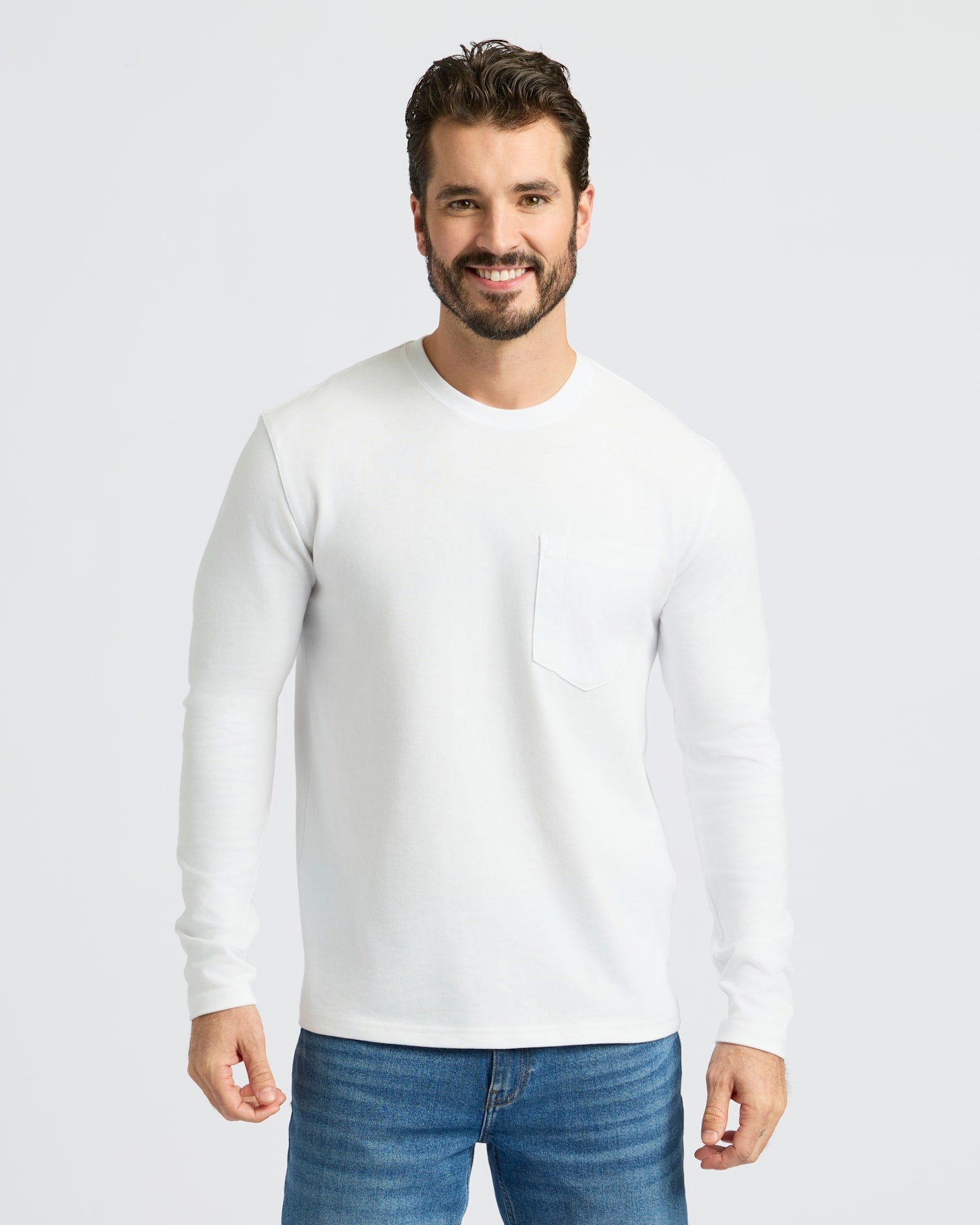 Black & White Heavyweight Long Sleeve Pocket Crew 4-Pack