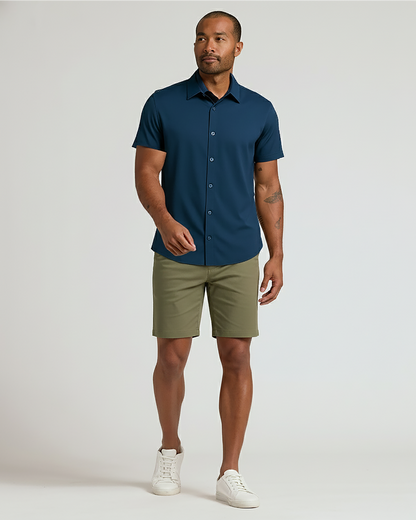 7 Military Green Classic Chino Shorts