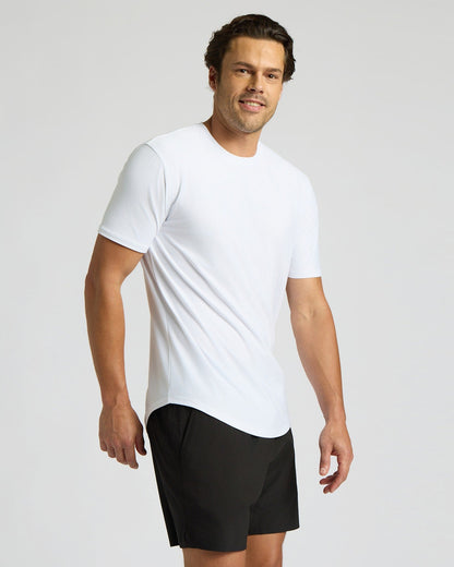All White Active Curved Hem Crew 3-Pack