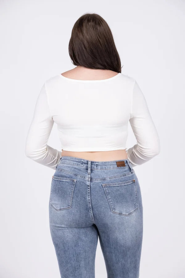 Tighten Up Women's Corset-Like Long Sleeve Crop Top