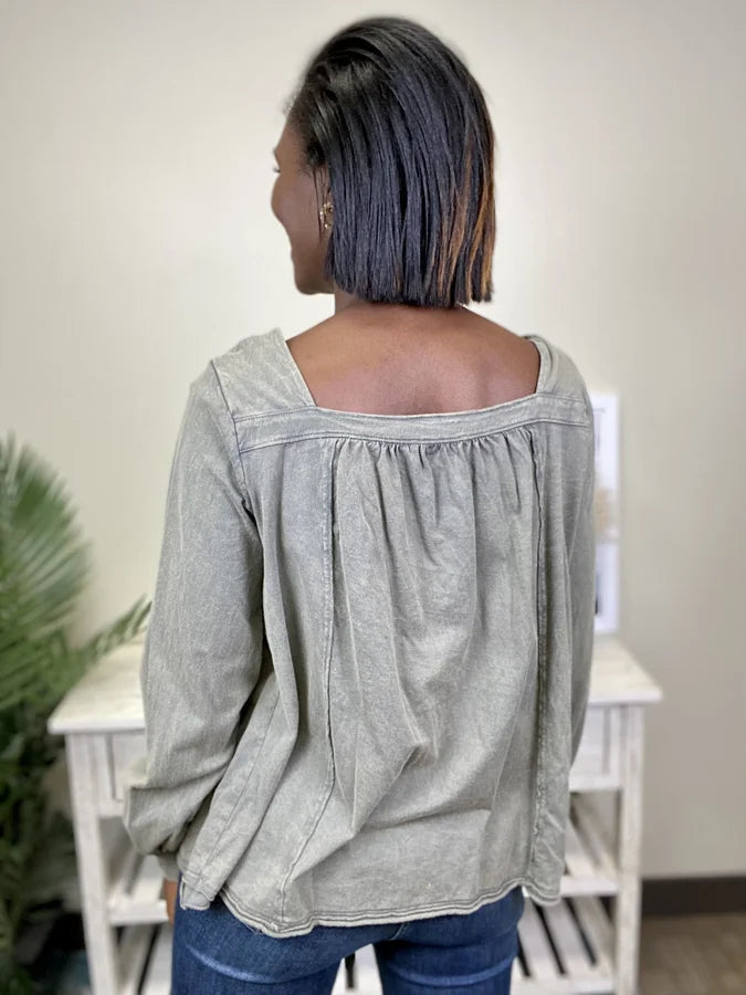 Love You Better Women's Square Neck Long Sleeve Top