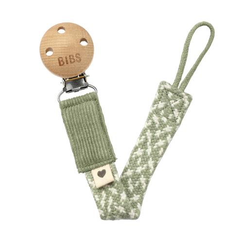 BIBS Paci Braid Dummy Clip - Sage/Ivory