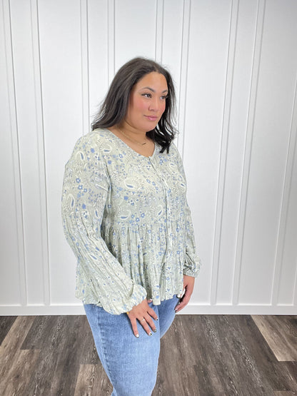 Music Is Life Women's Paisley Long Sleeve Top
