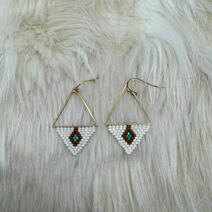 Brown + Teal Triangle Earrings