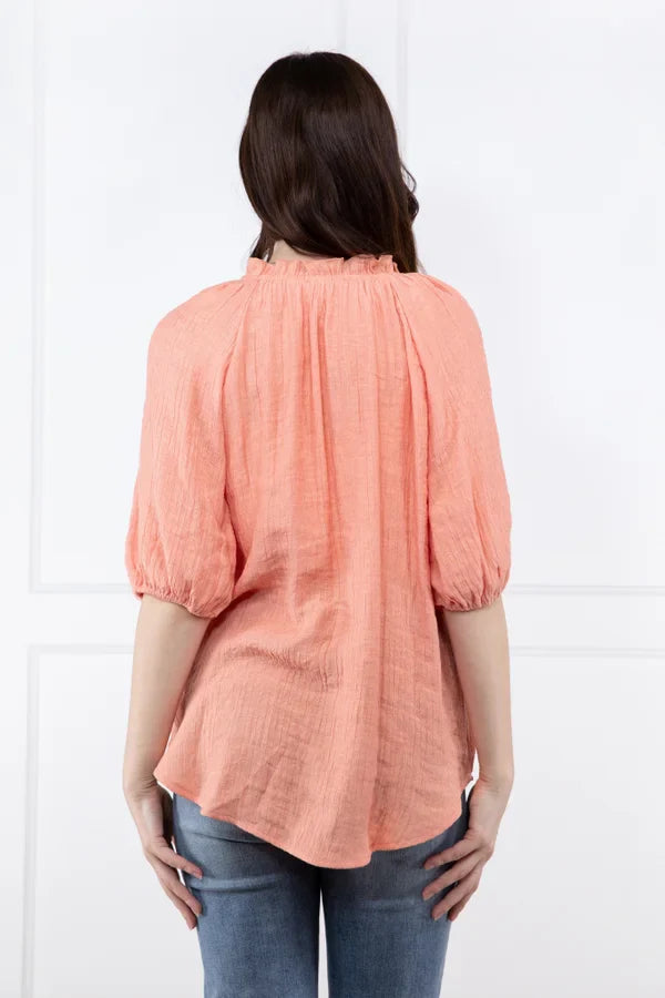 Change Their Minds Textured Hi-Lo Short Sleeve Top