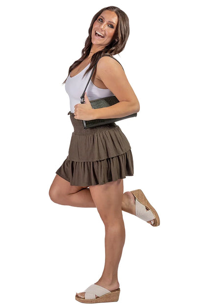 Women's Smocked Waist Tiered Hemline Skirt