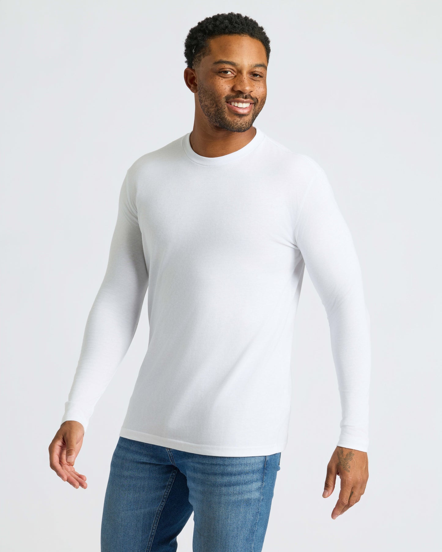 All White Long Sleeve Crew Neck 3-Pack