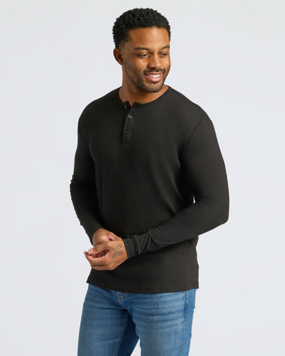 All Black Classic Henley 6-Pack