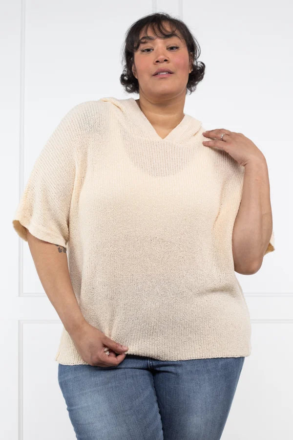 Driftwood Daydreams Women's Hooded Short Sleeve Sweater