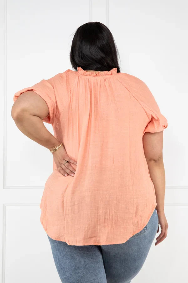 Change Their Minds Textured Hi-Lo Short Sleeve Top