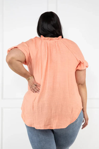 Change Their Minds Textured Hi-Lo Short Sleeve Top