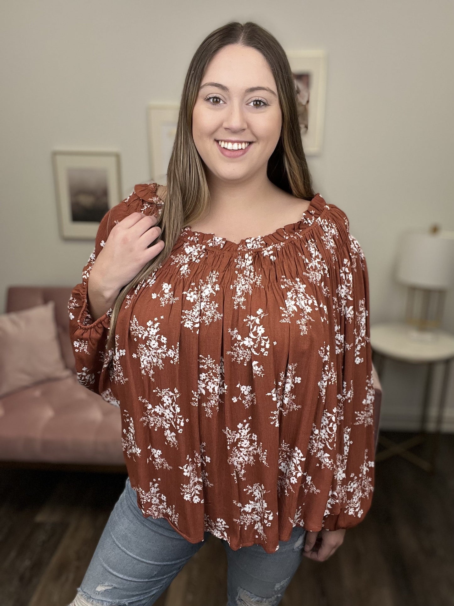 Pretty Little Girl Women's Floral Flowy Long Sleeve Top