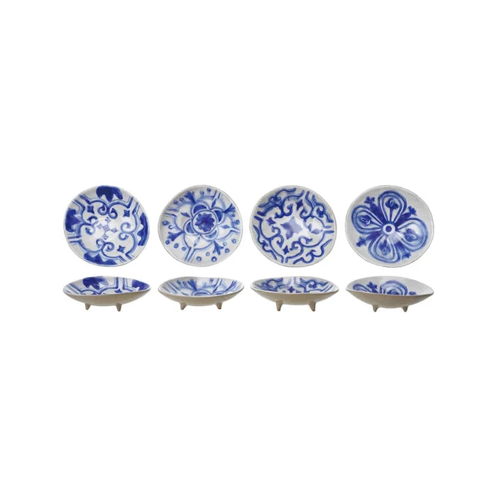 Hand-Painted Stoneware Footed Dish