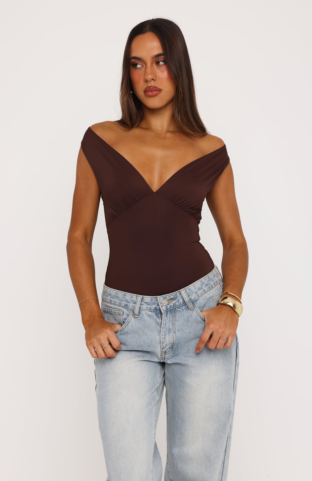 Into The Mix V Neck Bodysuit Chocolate