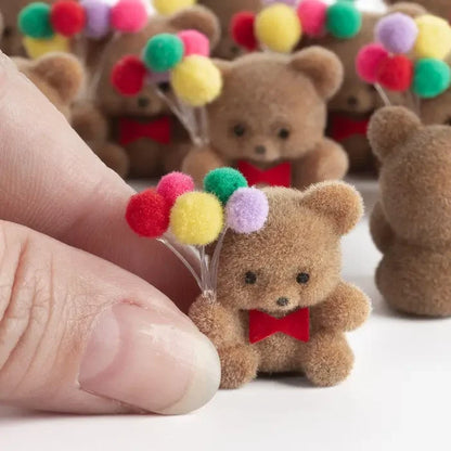 Miniature Flocked Bear + Balloons