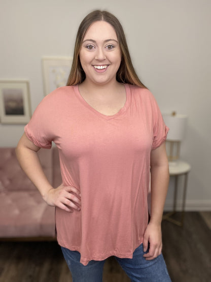 Think Positive Women's V-Neck Short Sleeve Top