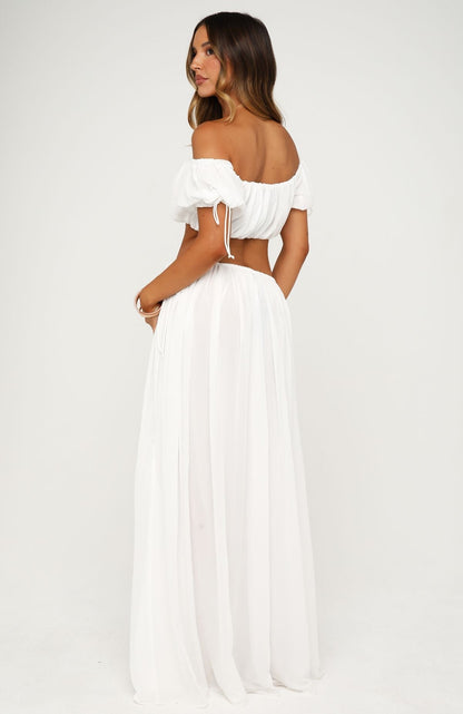 Flounce Flirt Maxi Skirt White