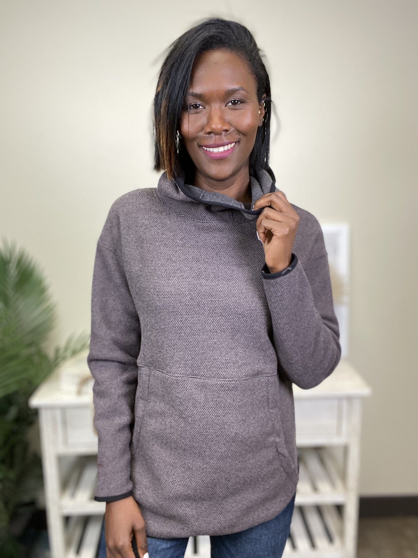 Walk With Me Women's Textured High-Neckline Hoodie