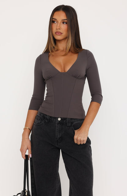 Fire Light 3/4 Sleeve Bustier Charcoal