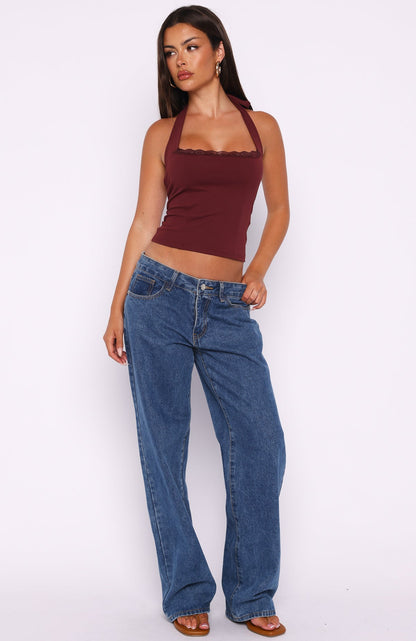 Good Feels Halter Top Burgundy
