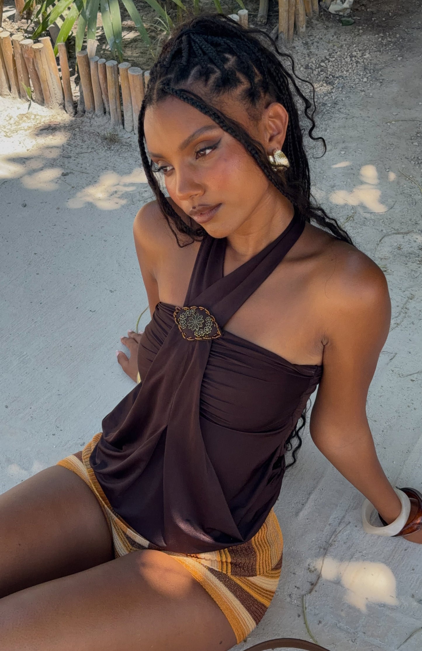Heartbeat Edit Halter Top Chocolate