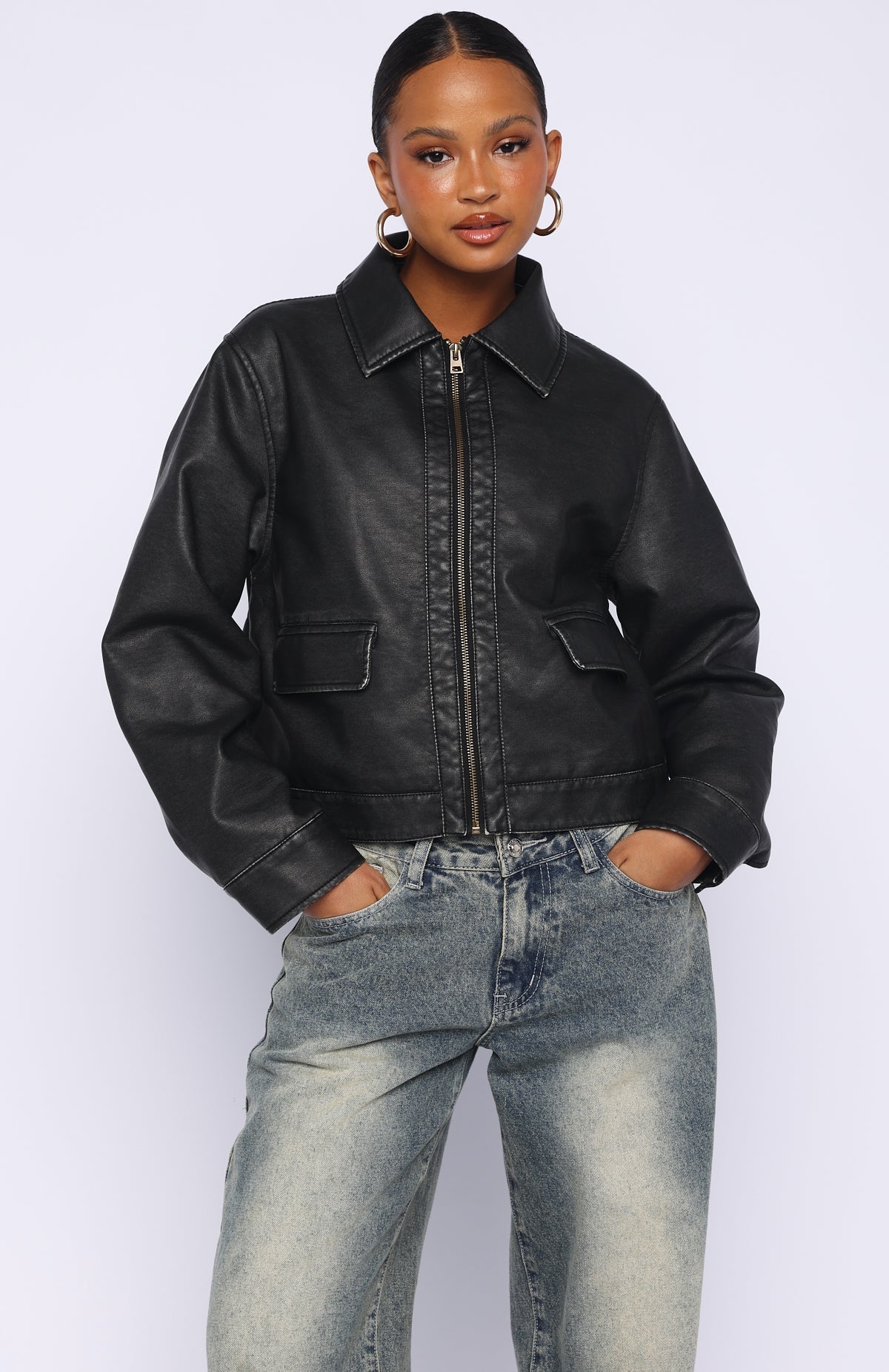 I Know Love PU Jacket Black