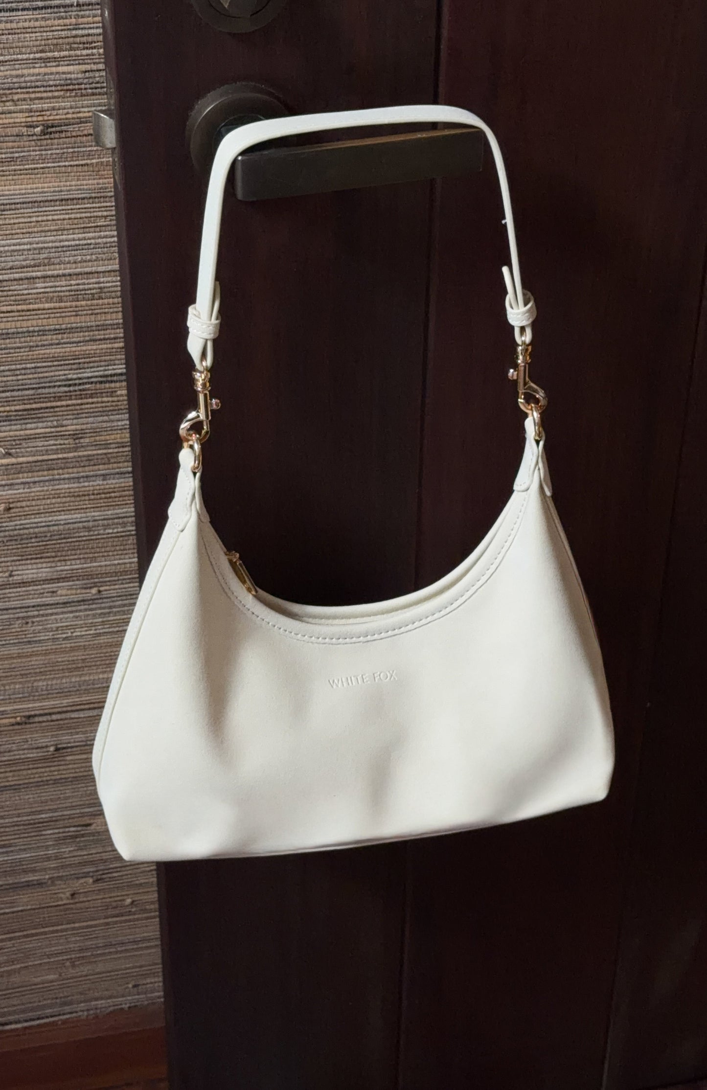 Jane Shoulder Bag Cream Faux Suede