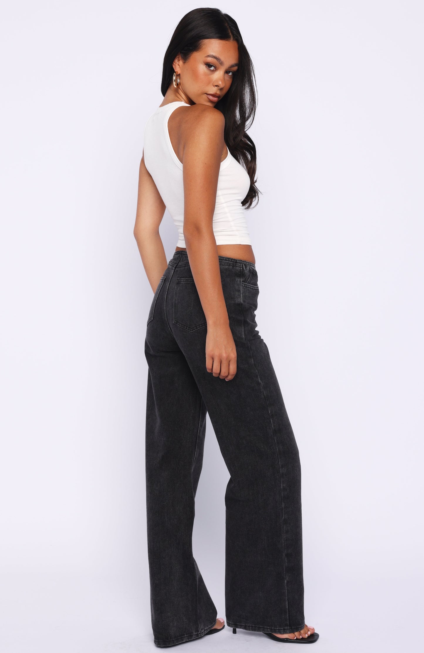 Jasmine Mid Rise Straight Leg Jeans Black Acid